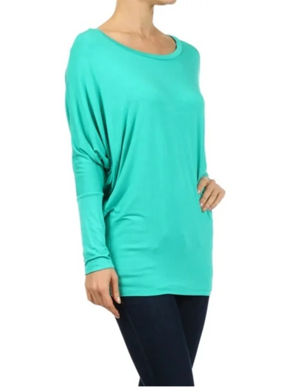 Lucy size M Women's Teal dolman Sleeve Boatneck Top